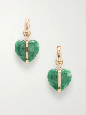 Серьги The Stone Mini Heart с золотистым напылением и агатом
