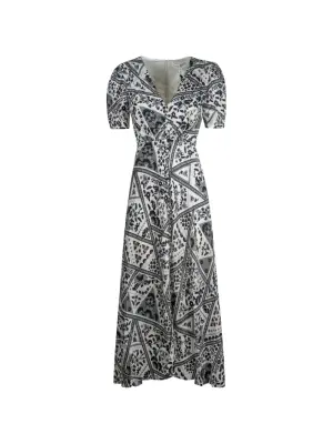 Платье с цветочным принтом и пышными рукавами