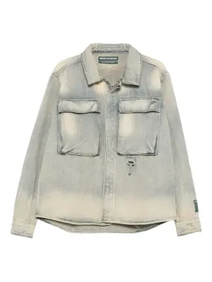 Рубашка с потайной застёжкой и накладными карманами с клапанами