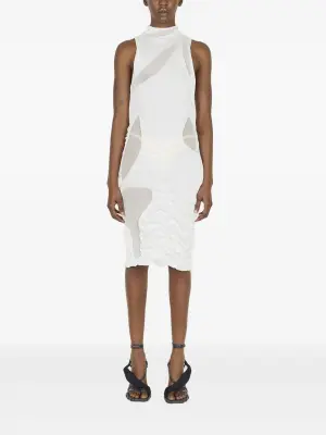 Мини-платье с высоким воротом и сетчатыми вставками