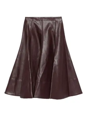 Плиссированная кожаная миди-юбка