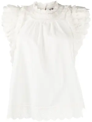 Блузка с английской вышивкой и оборками