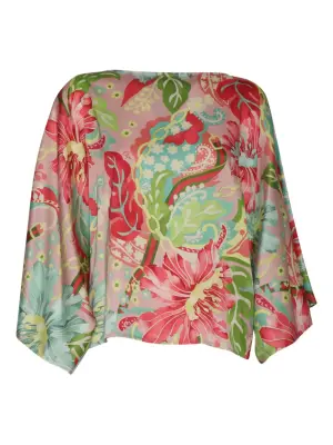 Топ с цветочным принтом и рукавами 'летучая мышь'