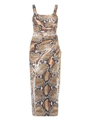 Платье миди со змеиным принтом
