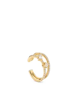 18kt yellow gold Aurore Double diamond ear cuff