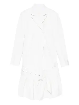 Двубортное пальто с оборками и декоративными пуговицами