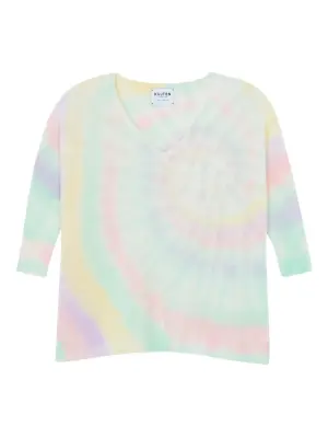 Свитер с V-образным вырезом и принтом тай-дай