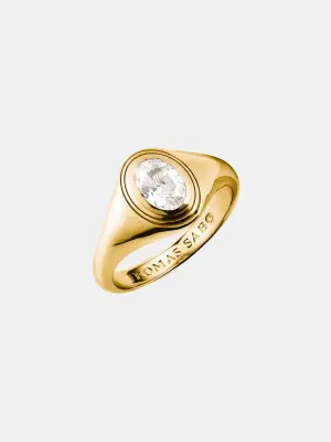 Кольцо с белым овальным цирконием Bold Elegance