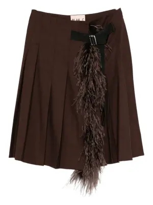 Плиссированная юбка миди с перьями