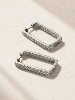 Серьги-кольца Mini Box из белого золота 18 карат с бриллиантами