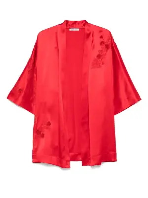 Шелковый халат с кружевом Calais-Caudry