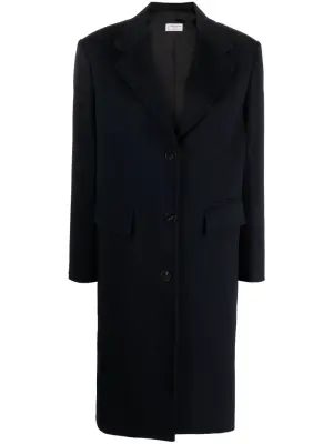 однобортное шерстяное пальто миди