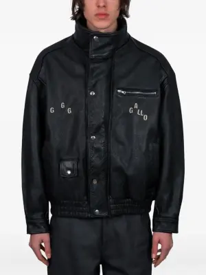 Кожаная куртка-бомбер