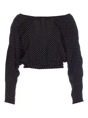 блузка на завязках с узором в горох