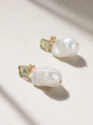 Серьги из золота 14 карат с жемчугом и аметистом