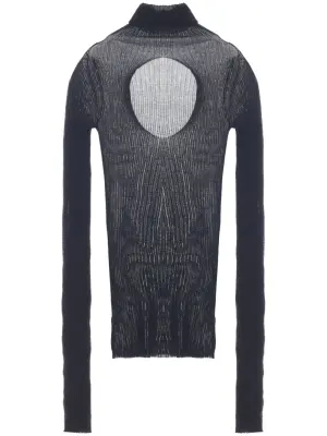 Джемпер в рубчик с высоким воротником