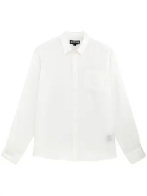 Льняная рубашка с вышитым логотипом