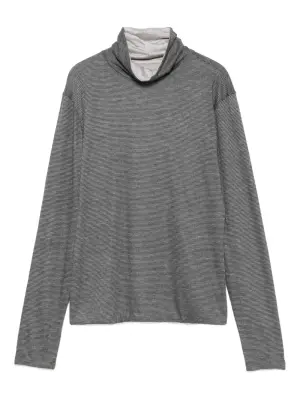 Полосатый топ с высоким воротником