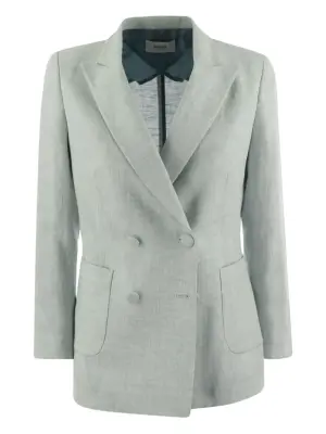 Льняной двубортный блейзер