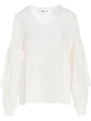 Шелковая блузка с объемными рукавами