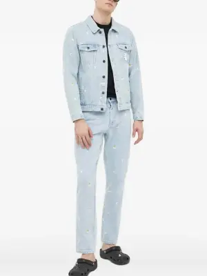 Джинсовая куртка с цветочной вышивкой