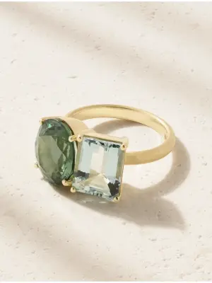 Кольцо Gemmy Gem из 18-каратного золота с турмалином и аквамарином