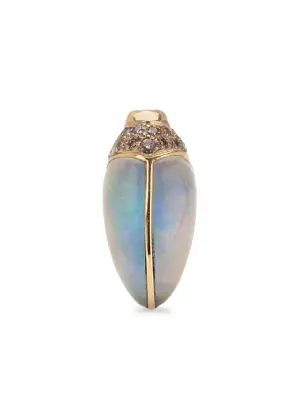 18kt yellow gold multi-stone mini Scarab stud earring