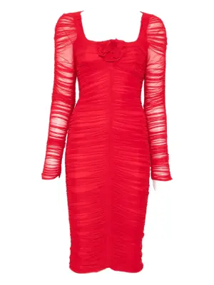 Платье с длинными рукавами и оборками