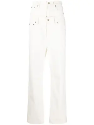 Прямые джинсы с двойным поясом