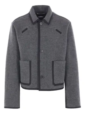 Шерстяная куртка с контрастным кантом