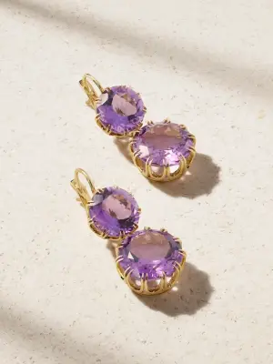 Серьги Double Crown из 18-каратного золота с аметистом