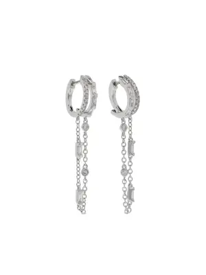 серьги Diamond Double Mixed Fringe из белого золота