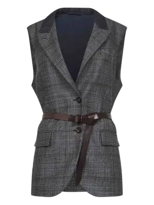 Клетчатый жилет с поясом