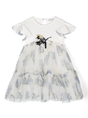 Платье из тюля с цветочным принтом