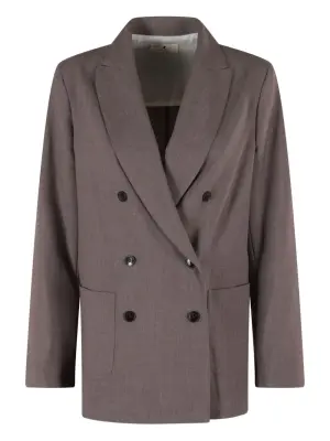 Двубортный пиджак с накладными карманами