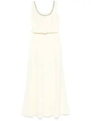 Декорированное платье макси из ткани кади