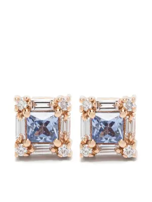 Серьги из розового золота с бриллиантами и сапфирами