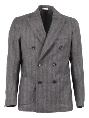 Двубортный пиджак с елочкой